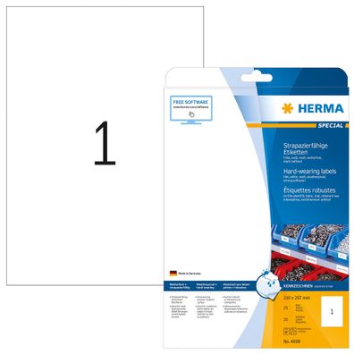 Herma 4698 4698 Folienetiketten - 210 x 297 mm, weiß, strapazierfähig, extrem