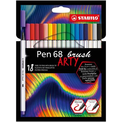 Stabilo 568/18-21-20 Stabilo Pinselstift Pen 68 brush ARTY Edition, 18er Etui