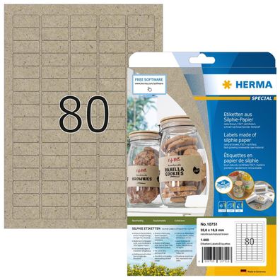 HERMA 10751 1.600 HERMA Etiketten braun 35,6 x 16,9 mm