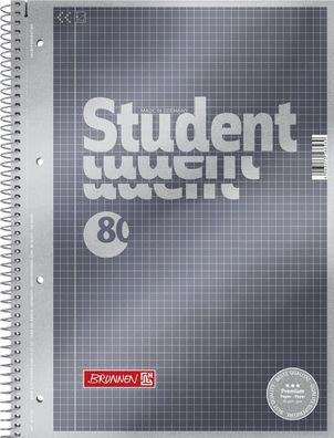 Brunnen 1067142 Collegeblock Student Premium A4 kariert, mit Randlinie innen Deckb