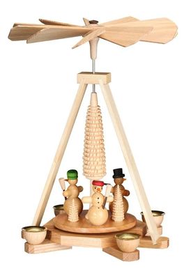 Pyramide Schneemänner natur 19,5x25x19,5cm NEU Holzpyramide Weihnachtspyramide