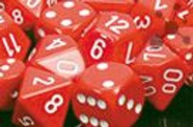 Opaque Polyhedral Red/white 7-Die Set