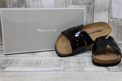 Tamaris Damen Pantolette lack-schwarz