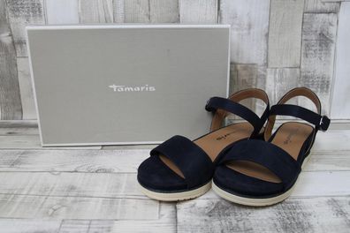 Tamaris Damen Sandale blau mit Fesselbändchen