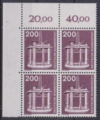 BRD 1975 postfrisch 4er Block Ecke oben links MiNr. 858 Industrie und Technik