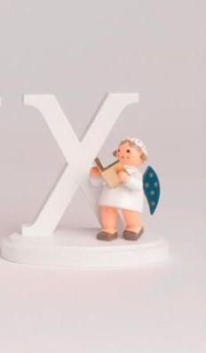 Miniaturfigur Engel mit Buchstabe "X" BxTxH= 7x4x7cm NEU Holzfigur Winter