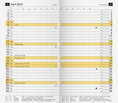 RIDO 70-46 830 005 Ersatzkalendarium Taschenkalender Modell M-Planer - 1 Monat