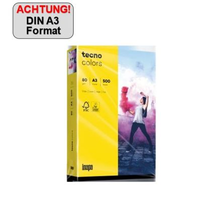 tecno 88324441 tecno Kopierpapier colors intensivgelb DIN A3 80 g/qm 500 Blatt