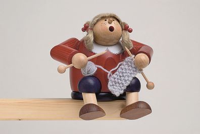 Räuchermann Kantenhocker Strickliesel mit Wolle BxTxH= 13x11x13cm NEU Rauchen