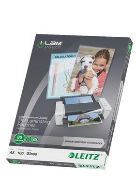 LEITZ 7492-00-00 Laminierfolientasche iLAM, DIN A5, glänzend, 80 mic