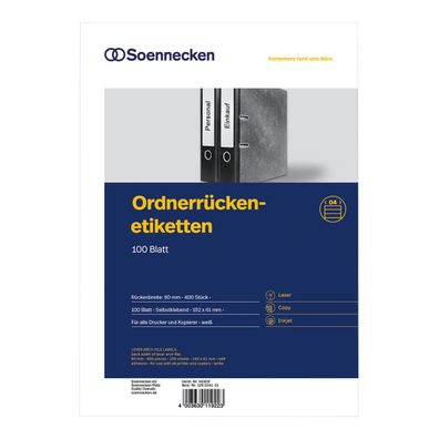 Soennecken Ordneretikett 66309 breit/kurz sk weiß 400 St./Pack