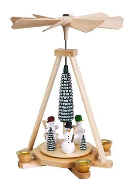 Pyramide Schneemänner bunt 19,5x25x19,5cm NEU Holzpyramide Weihnachtspyramide