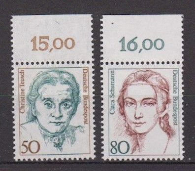 BRD 1986 postfrisch mit Oberrand MiNr. 1304-1305 Frauen der deutschen Geschichte