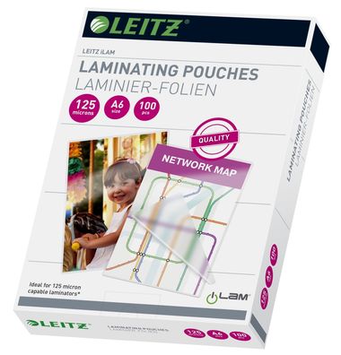 Leitz 33806 33806 Folientasche - A6, glänzend, 125 mym, 100 Stück