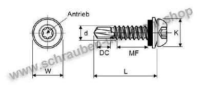 Edelstahl Fassade TORX 5,5 Bohr Schraube Dichtscheibe Zulassung