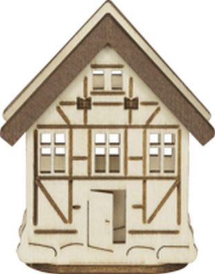 Aufsteck- Holz-Dekohaus für Weihnachtsbaumbeleuchtungen und Lichterbögen BxHxT