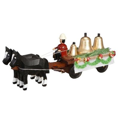 Pferdegespann Glockenwagen Miniaturgespann Länge 9cm NEU Gespann Mini Miniatur