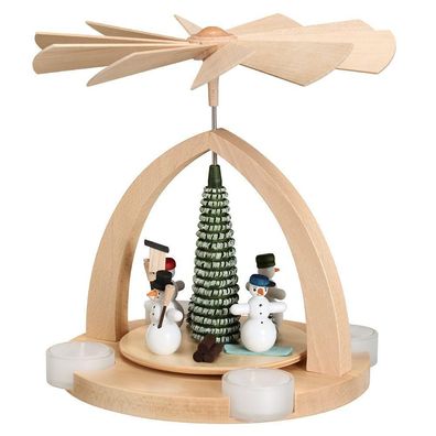 Tischpyramide Schneemann natur Teelichter BxHxT 21x22x21cm NEU Holzpyramide Holz