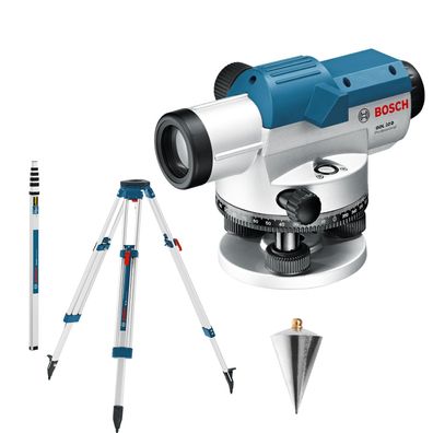 Bosch optisches Nivelliergerät GOL 32 D mit Baustativ BT 160 + Messstab GR