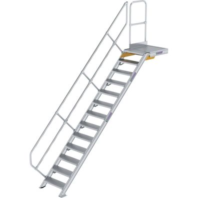 Günzburger Steigtechnik Treppe mit Plattform 45° Stufenbreite 600 mm 13 Stu