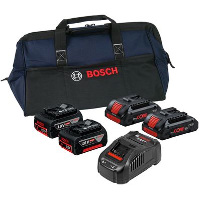 Bosch Starter-Set 18V / 2x 4,0 Ah Akku + 2x 4,0 Ah ProCORE18V Akku + Ladege