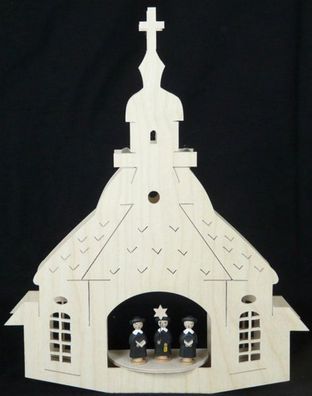 Fensterbild mit Kirche Kurrende und Beleuchtung BxHxT 37x28x4cm NEU Lichterbogen