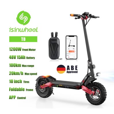 Isinwheel T8 Offroad-E-Scooter Mit Straßenzulassung 1200W Motor 100KM Reichweite(ABE)