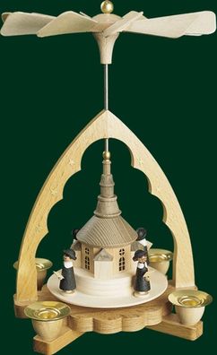 Tischpyramide Kirche mit Kurrende Höhe= 19cm NEU Holzpyramide Tischdekoration Dek