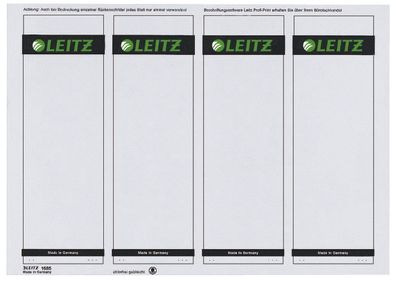 Leitz 1685-20-85 1685 PC-beschriftbare Rückenschilder - Papier, kurz/breit,100