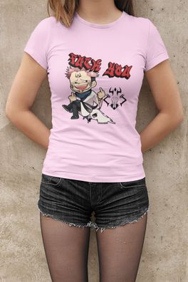 Itadori | Jujutsu Kaisen Damen T-Shirt Tailliert Bio-Baumwolle FUCK YOU Anime
