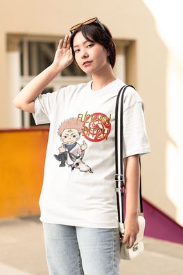 Itadori | Juju Damen Oversize T-Shirt aus Bio-Baumwolle Fuck You Mittelfinger