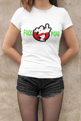 Ghostbusters Damen T-Shirt Tailliert Bio-Baumwolle FUCK YOU Mittelfing