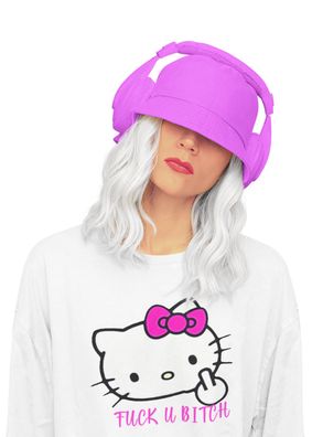 Cat´Hello Kitty Damen Oversize T-Shirt aus Bio-Baumwolle Fuck You Mittelfingel