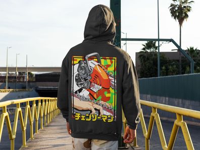 Retro Öko Herren Hoodie Anime Manga Chainsaw Man Denji Cosplay