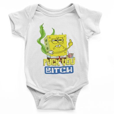Funny SpongeBob Babystrampler Bio-Baumwolle – Fuck You Mittelfing