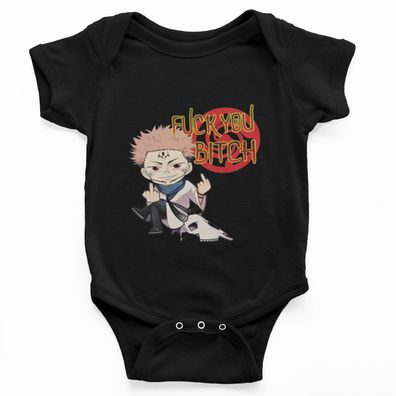 Anime Itadori Jujutsu Kaisen Babystrampler Bio-Baumwolle – Fuck You Mittelfinger