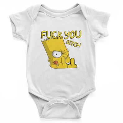 Retro Bart Simpson Babystrampler Bio-Baumwolle – Fuck You Mittelfinger