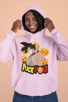 Dragon Ball Son Goku Anime Damen Hoodie Anime FUCK YOU Mittelfinger Nerd