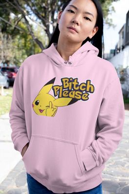 Pikachu Pika Monster Damen Hoodie Anime FUCK YOU Mittelfinger Manga Nerd Geek