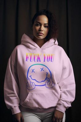 Nirvana Parodie Kurt Cobain Bio Damen Hoodie Anime FUCK YOU Mittelfinger