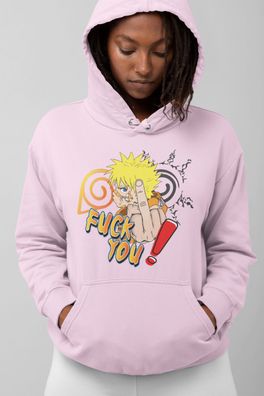 Naruto Kakashi Sasuke Zeichen Damen Hoodie Anime FUCK YOU Mittelfinger Nerd