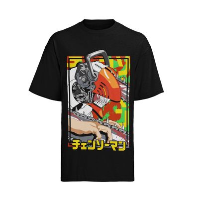 Herren T-Shirt Bio Baumwolle Anime Manga Chainsaw Man Denji Cosplay