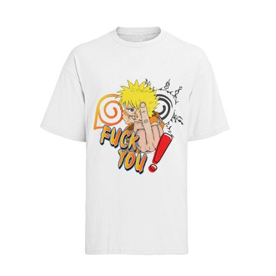Anime Naruto Kid Herren T-Shirt Bio-Baumwolle Fuck You Mittelfinger Funny