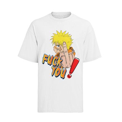 Anime Naruto Kid Herren T-Shirt Bio-Baumwolle Fuck You Mittelfinger