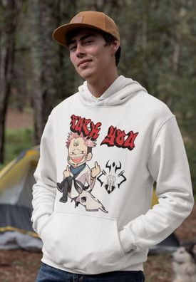 Anime Yuji Itadori | Jujutsu Kaisen Bio Herren Hoodie FUCK YOU Mittelfinger