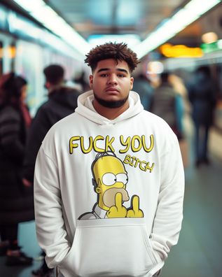 Serie Homer Simpson Bio Herren Hoodie FUCK YOU Mittelfinger