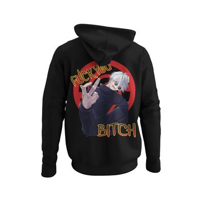 Gojo jujutsu Kaisen Bio Herren Hoodie FUCK YOU Mittelfinger Serie Lustig Anime