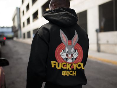 Bugs Bunny Lustig Bio Herren Hoodie FUCK YOU Mittelfinger Serie Lustig Retro