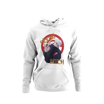 Anime Satoru Gojo | Jujutsu Kaisen Bio Herren Hoodie FUCK YOU Mittelfinger