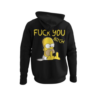 Homer Simpson Bio Herren Hoodie FUCK YOU Mittelfinger Serie Lustig Retro